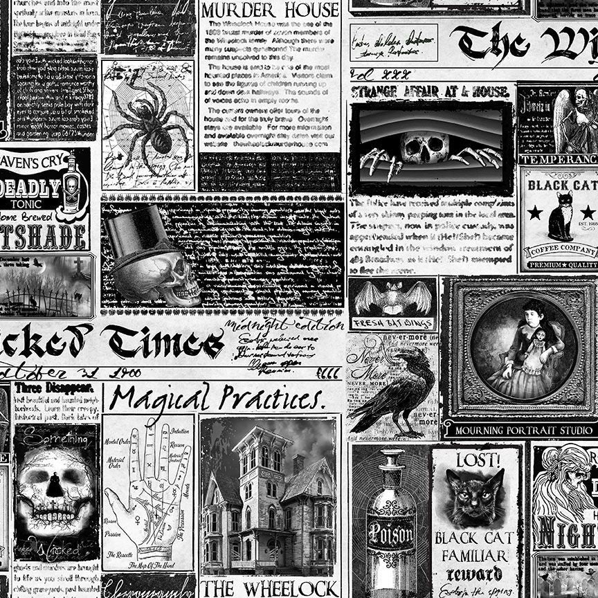 Mad Scientist - Wicked Time Newspaper Yardage