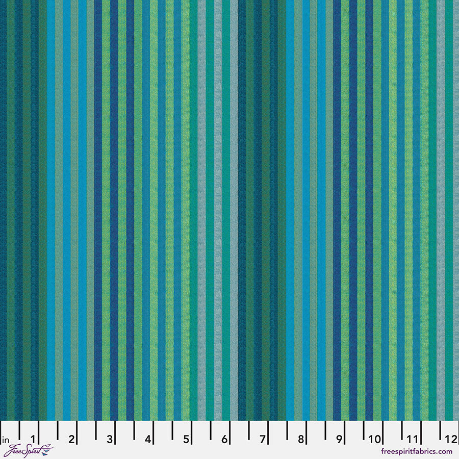 Kaffe Fassett Woven Stripes - Caterpillar Stripe - Aqua Yardage