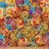Bubblelicious Gold digital print fabric by Marlies Janssen of Candy Quilt Designs for Hoffman Fabrics featuring vibrant multicolored watercolor bubbles in shades of gold, coral, turquoise, blue, purple, and amber on premium quilting cotton.