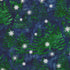Artisan Batiks Evergreen Ice Sparkle Winter Forest Evening premium cotton batik featuring evergreen trees, woodland deer, and metallic silver snowflakes on a deep navy blue background by Lunn Studios for Robert Kaufman.