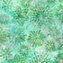 Artisan Batiks Evergreen Ice Sparkle Frosted Snowflakes Glacier premium cotton batik featuring large frosted snowflakes with metallic silver accents in glacier blue, mint green, aqua, and icy teal by Lunn Studios for Robert Kaufman.