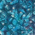 Artisan Batiks Evergreen Ice Sparkle Frosted Pinecones Water premium cotton batik featuring pinecones, evergreen needles, and metallic silver snowflakes in shades of water blue, teal, navy, and icy aqua by Lunn Studios for Robert Kaufman.