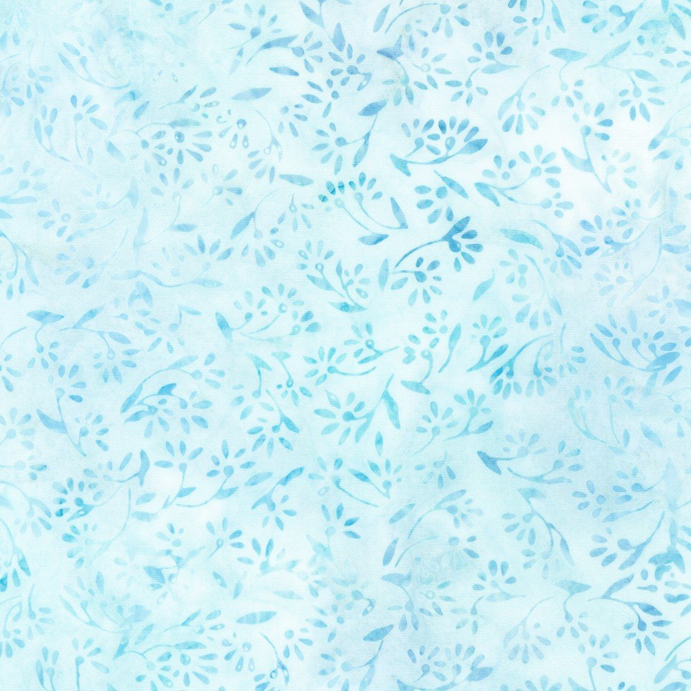 Artisan Batiks - Pastel Petals - Drooping Floral Sea Glass Batik Yardage