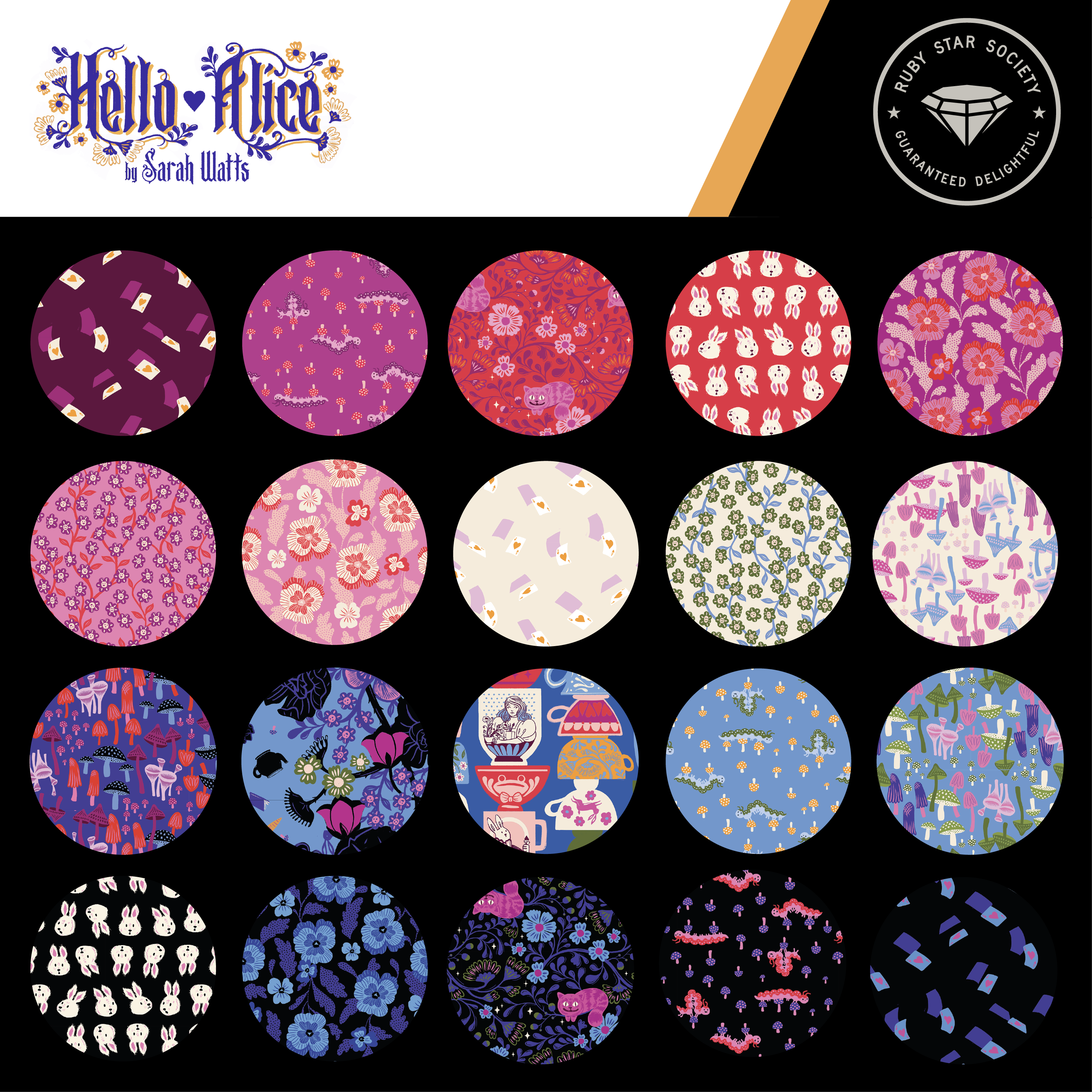 Hello Alice Layer Cake by Sarah Watts Ruby Star Society Moda 10 inch quilting fabric squares bundle