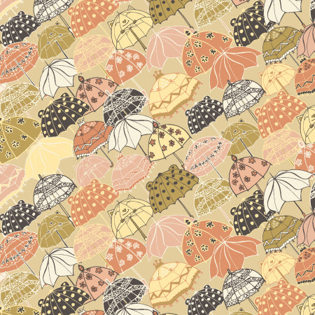 Splish Splash - Under My Umbrella - Muted Yellow Yardage