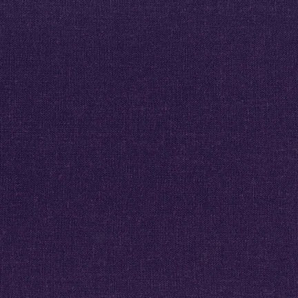 Brussels Washer Dark Purple fabric by Robert Kaufman featuring a rich solid dark purple linen-rayon blend made from 55% linen and 45% rayon, 51 to 52 inches wide, ideal for apparel, quilting, bags, home décor, and sewing projects.