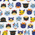 Sevenberry Japanese cotton canvas fabric featuring colorful cat faces on a white background by Robert Kaufman Fabrics.