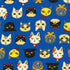 Sevenberry Canvas Cats Blue fabric by Robert Kaufman featuring colorful illustrated cat faces on a vibrant blue cotton canvas, perfect for bags, home décor, quilting, and fun sewing projects.