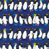 Sevenberry Canvas Penguins in Rows Navy fabric by Robert Kaufman featuring colorful illustrated penguins arranged in rows on a rich navy blue cotton canvas, perfect for bags, quilts, home décor, and children's sewing projects.