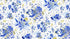 White quilting fabric with blue watercolor wildflowers and metallic gold botanical accents from the Cobalt Bliss collection by Lauren Wan for Robert Kaufman Fabrics.