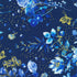 Navy quilting fabric with blue watercolor wildflowers and metallic gold botanical accents from the Cobalt Bliss collection by Lauren Wan for Robert Kaufman Fabrics.