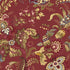 Marseille Red floral cotton fabric by Dover Hill for Benartex featuring ornate botanical flowers and foliage in burgundy, gold, cream, olive green, and blue on a rich red background.