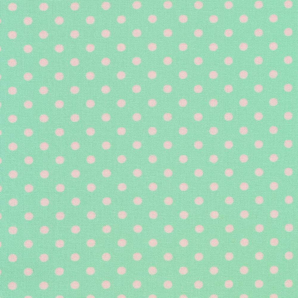 Sevenberry Dots-A-Lot - Pink Dots on Sage Yardage
