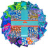 Kaffe Fassett August 2025 Cool 10 inch layer cake with blue green floral prints.