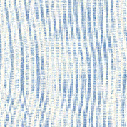 Essex Yarn Dyed Homespun Chambray fabric by Robert Kaufman featuring a soft chambray blue solid woven texture in a premium 55% linen and 45% cotton blend, ideal for quilting, apparel, bags, and home décor.
