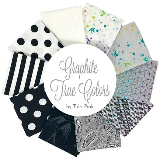 Tula Pink True Colors Graphite Mini Charms - 42 Precut 2.5" Squares