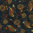Golden Feathers Paisley Vine Navy metallic quilting fabric by Studio RK for Robert Kaufman featuring elegant paisley vines and floral motifs on a deep navy background with shimmering gold metallic accents.