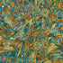 Golden Feathers Mosaic Feathers Peacock Metallic quilting cotton fabric by Studio RK for Robert Kaufman featuring an intricate mosaic of stylized feathers in peacock blue, teal, gold, sage, and shimmering metallic accents.