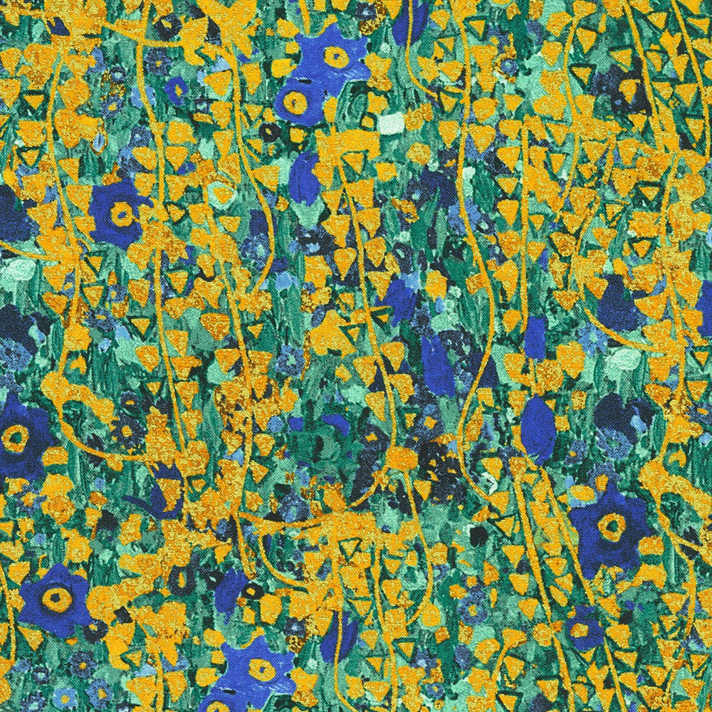 Gustav Klimt - Vines Cobalt Metallic Yardage