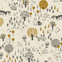 Nightfall - Omatsuri Nakama - Kitsunekun to Tomodachi - Black Unbleached Metallic Yardage
