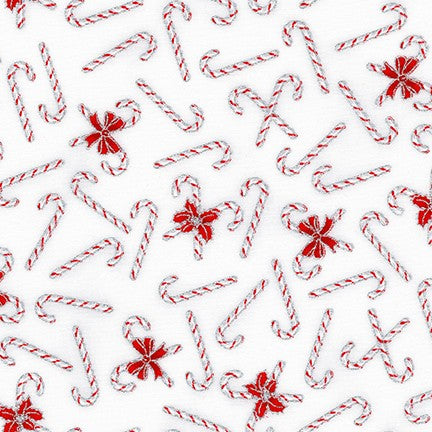 Holiday Charms - Candy Canes Silver Metallic Yardage
