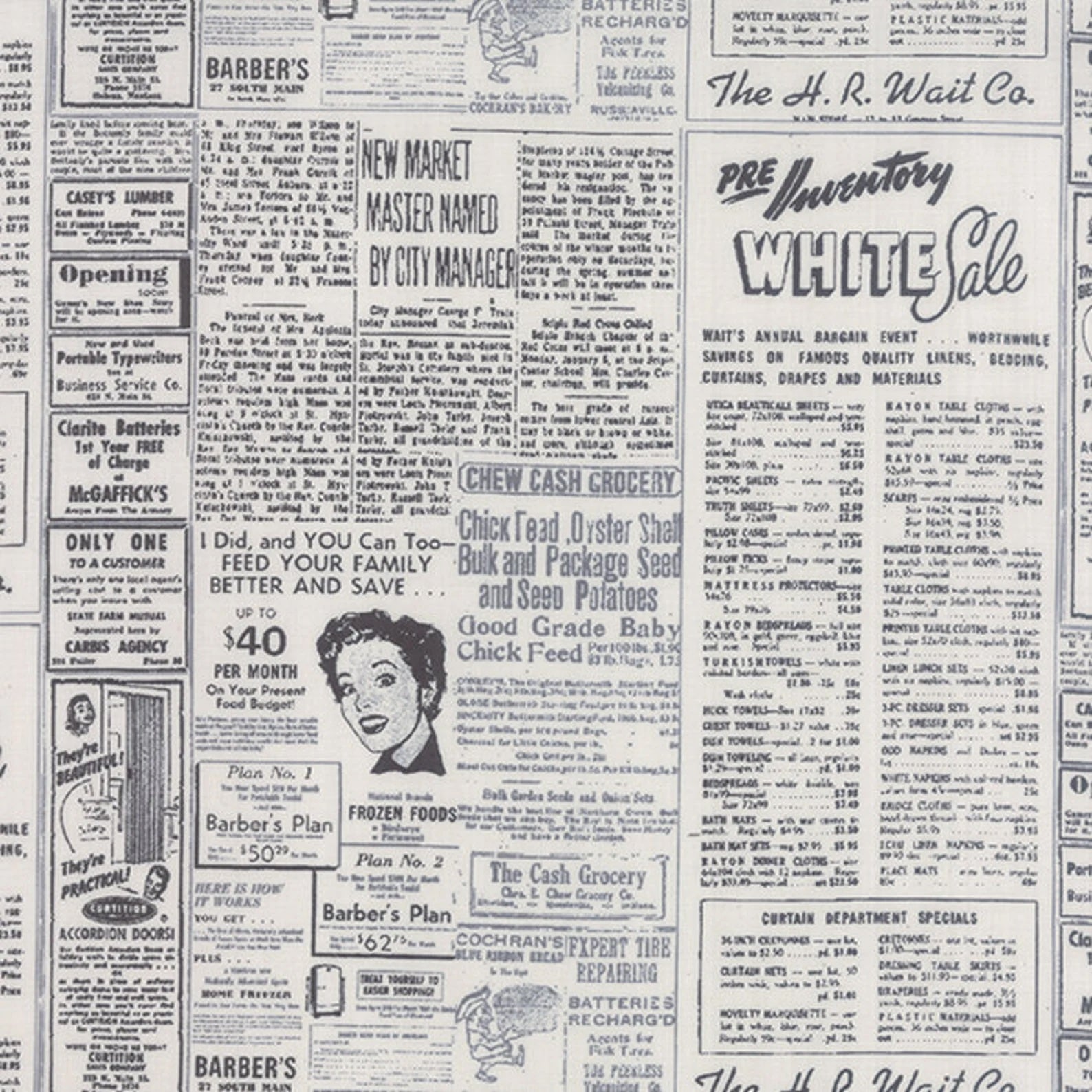 Modern Background Paper - Newsprint Fog Black - Remnant