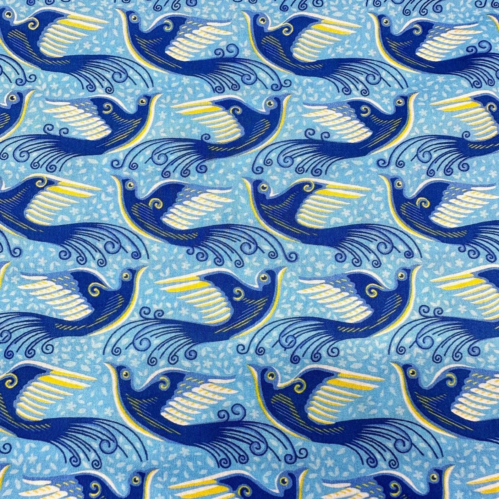 London Calling 11 Lawn - Birds Cloud Yardage