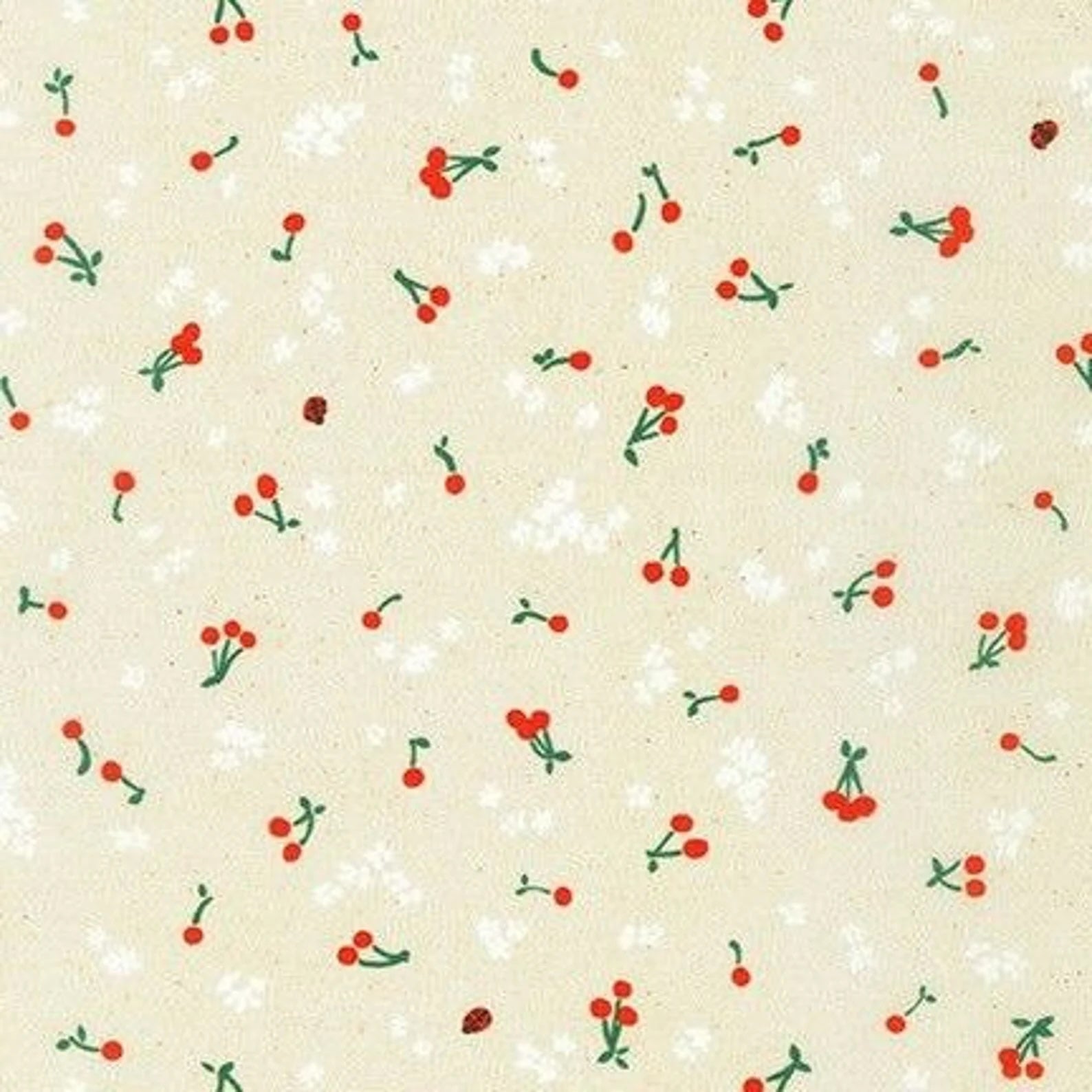 Cherry Blossom Cotton Lawn - Cherry Natural Yardage