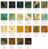 Golden Feathers Charm Squares precut quilting fabric bundle by Studio RK for Robert Kaufman featuring 42 metallic 5-inch cotton squares with coordinating birds, feathers, foliage, and paisley prints.