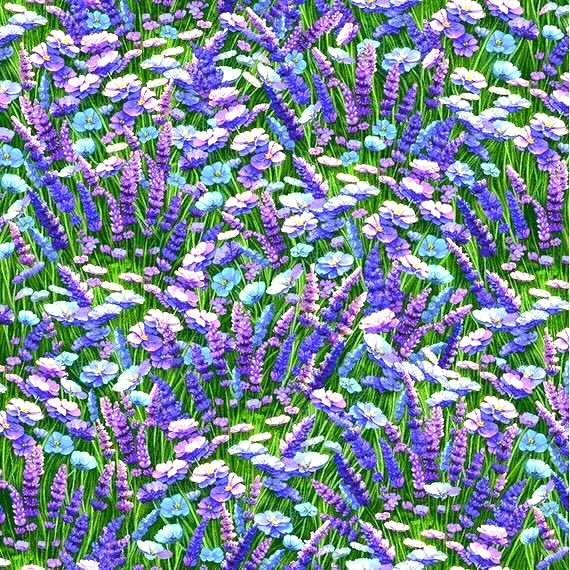 Lavender and blue floral cotton fabric by Timeless Treasures