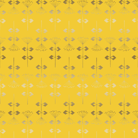 Neko and Tori - Penpengusa - Yellow Unbleached Metallic Yardage