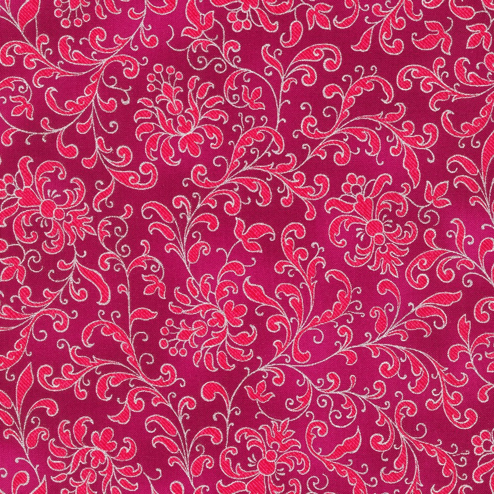 Joli Bijou – Swirls Peony Silver Metallic Fabric by Studio RK for Robert Kaufman
