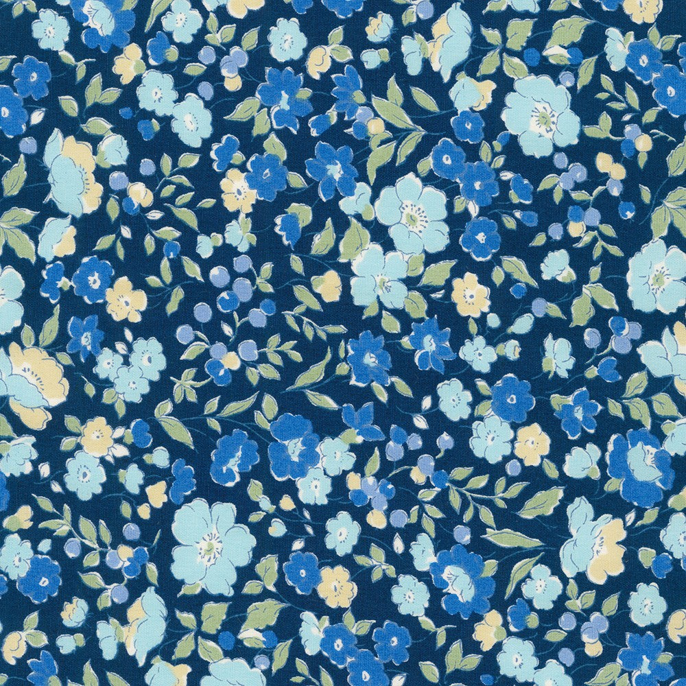 Sevenberry Petite Garden Blues - Florals Blue Yardage