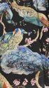Flourish – Elegant Peacock on Branches on Black Fabric by Timeless Treasures – bold peacock print on black cotton.