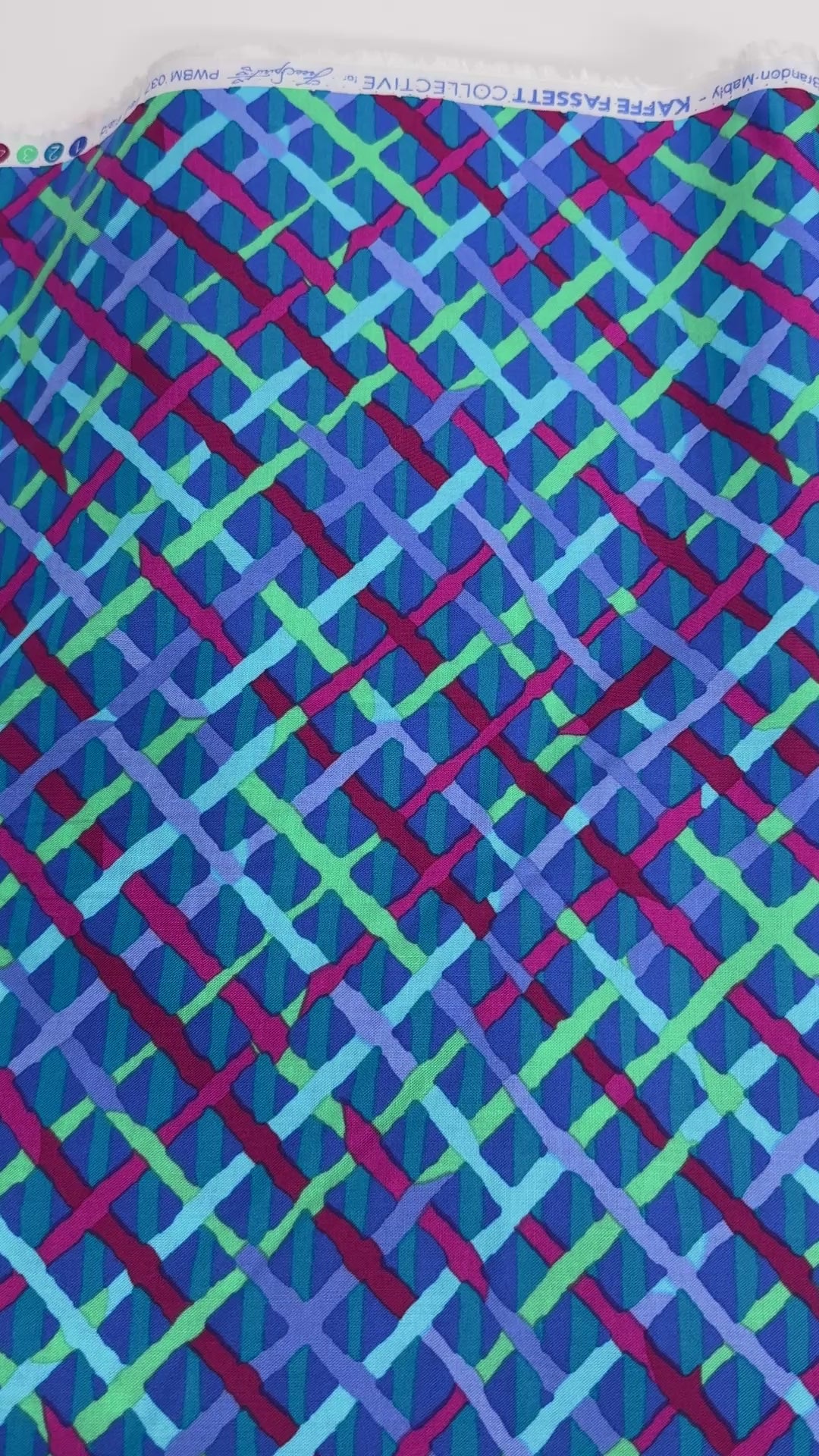 Mad Plaid Cobalt Fabric by Brandon Mably – Blue plaid cotton from Free Spirit