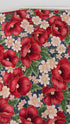 Blue metallic floral quilting cotton fabric with red poppy bouquets by Studio RK.