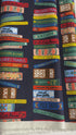 Curio Book Club Navy Canvas Metallic Fabric by Rifle Paper Co. for Cotton + Steel – bookshelf print with metallic accents on deep navy cotton-linen canvas.