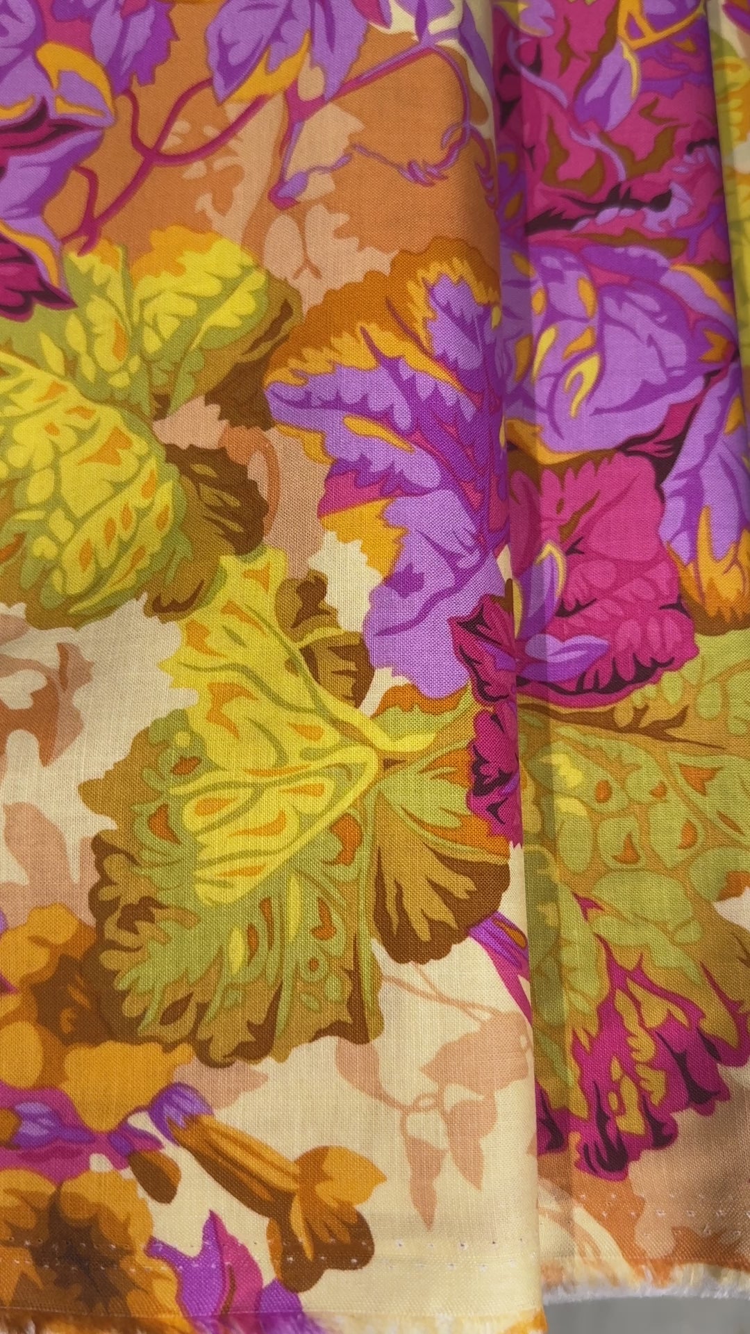 Kaffe Fassett Collective Grandiose Ochre fabric by Philip Jacobs for Free Spirit Fabrics, bold floral quilting cotton