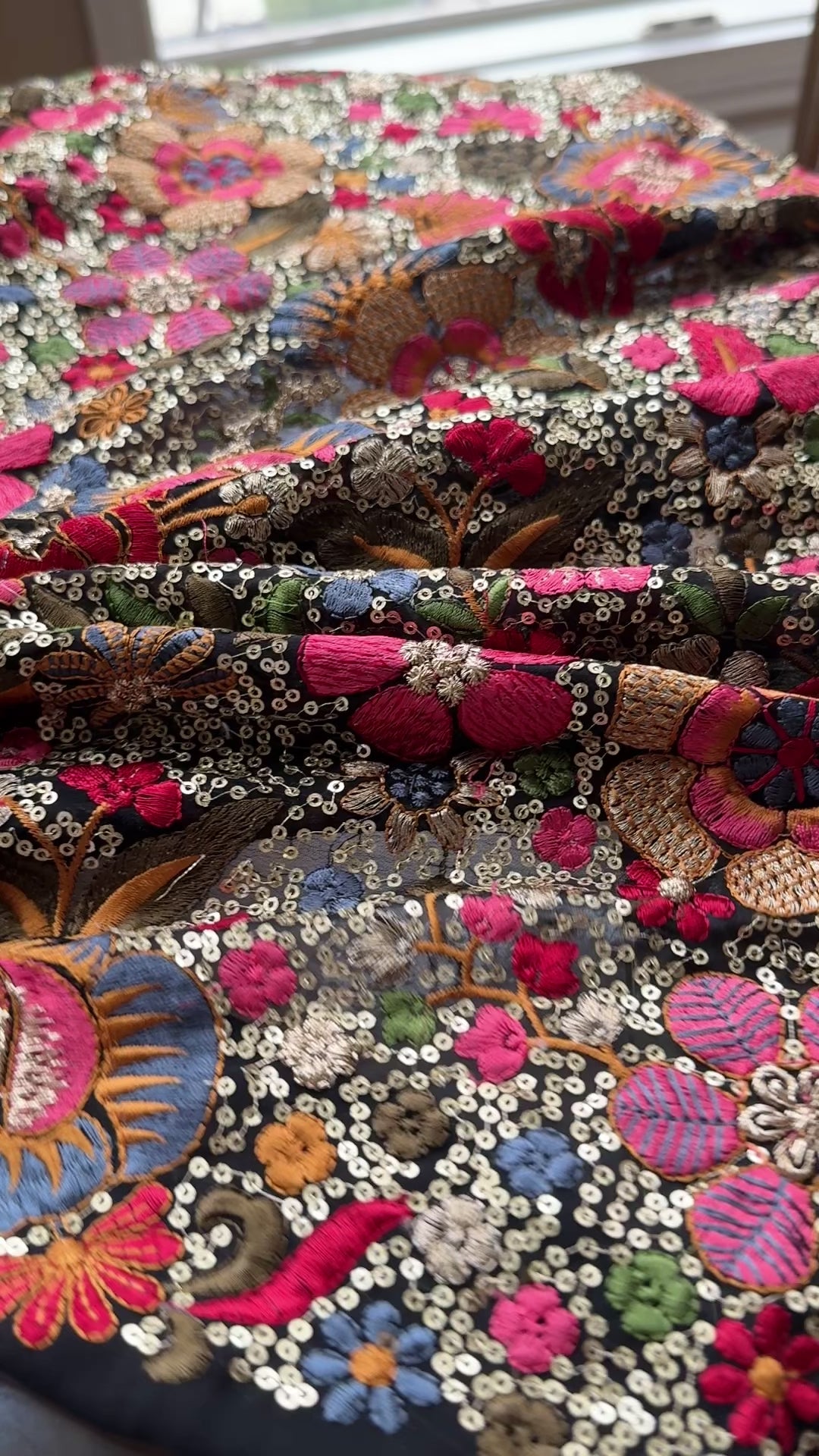 Embroidered Black Georgette with Sequins and Thread Work