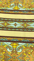 Miyako Border Yellow Fabric by Jinny Beyer – Asian-style geometric and floral border cotton print for RJR Fabrics.