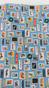 Bon Voyage Postage Stamps Blue Metallic Fabric by Rifle Paper Co.