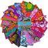 Kaffe Fassett August 2025 Hot 5 inch charm pack showing bright floral and geometric prints.