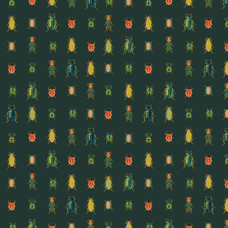 hunter green metallic insect fabric by Rifle Paper Co for Cotton and Steel