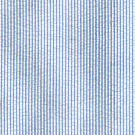 Seersucker Stripe Denim Blue - Cotton & Polyester Blend - 56" Width