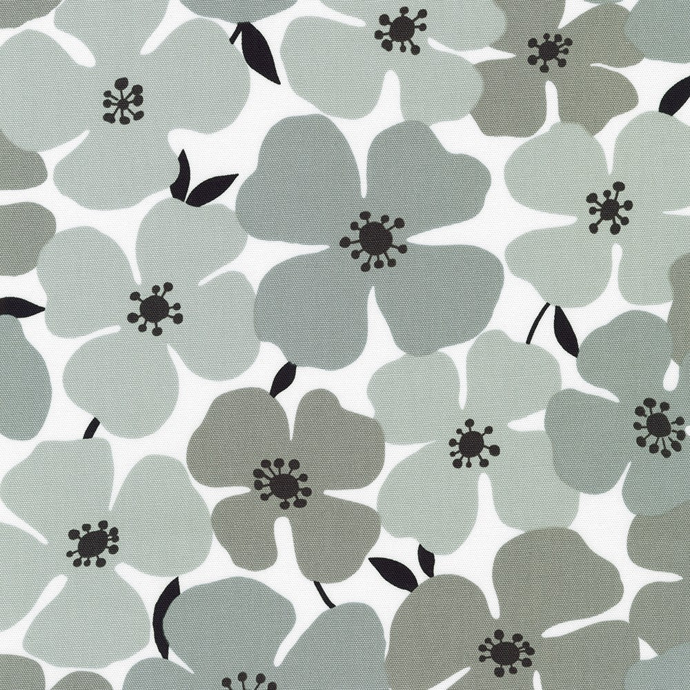 Sevenberry Canvas Prints Florals Gray cotton canvas fabric by Robert Kaufman – gray floral canvas for bags, upholstery & home décor