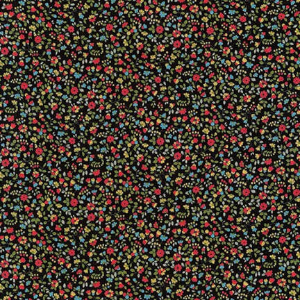Sevenberry Petite Garden Lawn - Tiny Florals Black Yardage