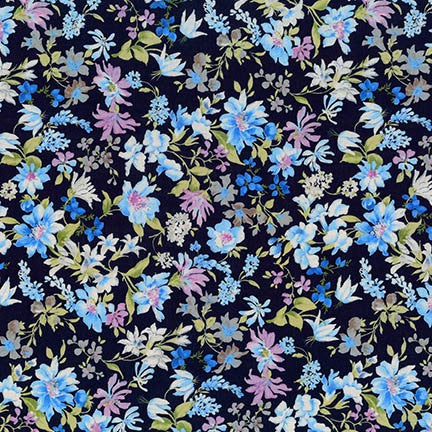 Sevenberry Petite Garden Lawn - Navy Yardage