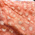 Peach Embroidered Net Fabric - Scalloped Edges
