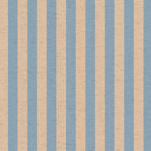 Primavera Cabana Stripe Periwinkle Canvas Fabric by Rifle Paper Co. for Cotton + Steel featuring wide blue and beige vertical stripes.