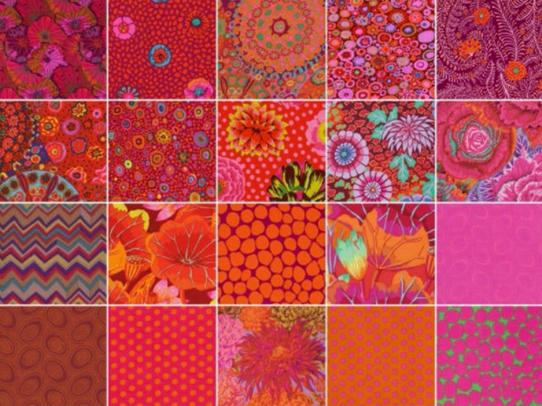 Kaffe Fassett Lipstick 5" Squares/Charm Pack by Free Spirit Fabrics